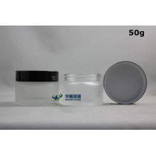 High Quality 50ml Empty Cosmetic Glass Cream Jar with Black Cap